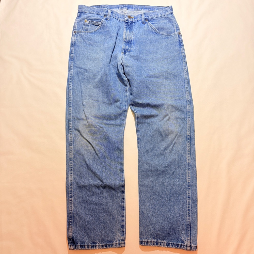 Wrangler Regular Fit Jeans Mens 36x32 Blue Straight Leg Denim 96501DS